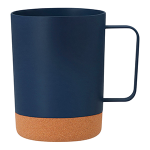 Tazza personalizzata in plastica riciclata da 400 ml con fondo in sughero JURGEN MKT21338 - Blu Navy