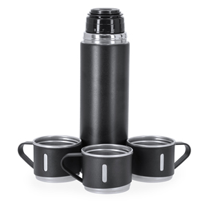 Thermos personalizzato con 3 tazze MELBIR MKT21347 - Nero