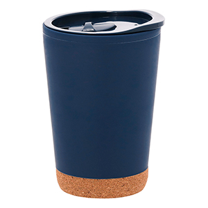 Bicchiere termico in PP riciclato e base in sughero da 260 ml DOYLE MKT21387 - Blu Navy