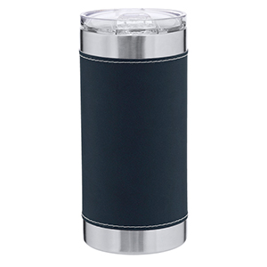 Bicchiere termico in acciaio da 530 ml con finitura in similpelle HULPEX MKT21389 - Blu Navy