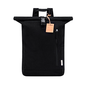 Zaino porta pc personalizzato in tela riciclata con chiusra roll top ANTRIM MKT21392 - Nero