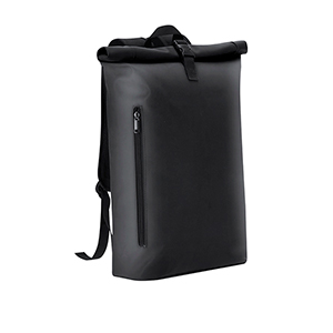 Zaino porta pc personalizzato in morbido PU con chiusra rolltop VLAD MKT21404 - Nero