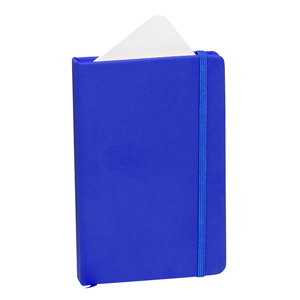 Block notes personalizzato con copertina in poliuretano con elastico in formato A6 KINE MKT3393 - Blu