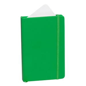 Block notes personalizzato con copertina in poliuretano con elastico in formato A6 KINE MKT3393 - Verde