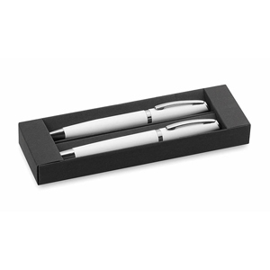 Penne da regalo con biro e roller in alluminio LUMIX MKT4348 - Bianco