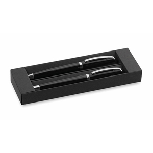 Penne da regalo con biro e roller in alluminio LUMIX MKT4348 - Nero