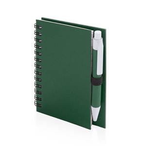 Mini quaderno a spirale con copertina in cartone riciclato e penna PILAF MKT4670 - Verde