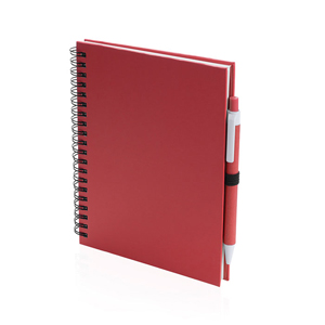 Quaderno personalizzato a spirale con copertina in cartone riciclato e penna in formato A5 KOGUEL MKT4729 - Rosso