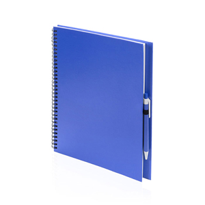 Quaderno a spirale con copertina in cartone riciclato e penna in formato A4 TECNAR MKT4730 - Blu