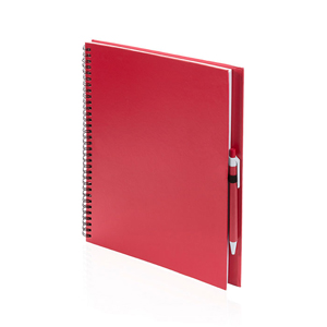 Quaderno a spirale con copertina in cartone riciclato e penna in formato A4 TECNAR MKT4730 - Rosso