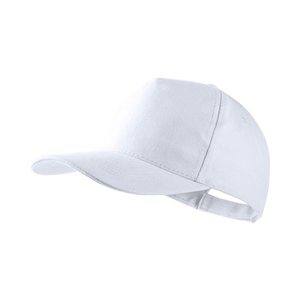 Cappellino baseball personalizzabile in cotone 5 pannelli BAYON MKT4901 - Bianco