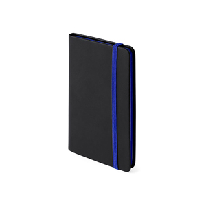 Taccuino personalizzato con elastico e copertina in poliuretano in formato A6 CLIBEND MKT5123 - Blu