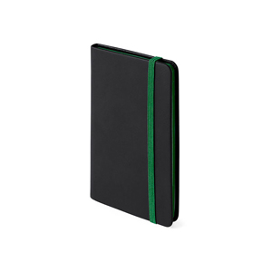 Taccuino personalizzato con elastico e copertina in poliuretano in formato A6 CLIBEND MKT5123 - Verde