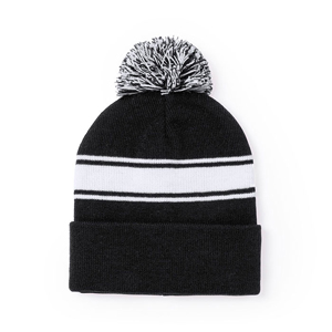 Cappello personalizzato invernale con ponpon BAIKOF MKT5592 - Nero