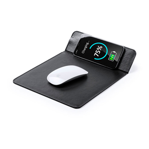 Mousepad personalizzabile in similpelle con base di ricarica wireless DROPOL MKT5946 - Nero