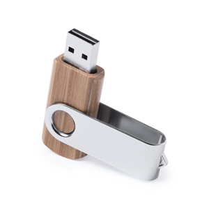 Pennetta USB personalizzata CETREX 16GB, tipo twist in bamboo MKT6229 - Neutro