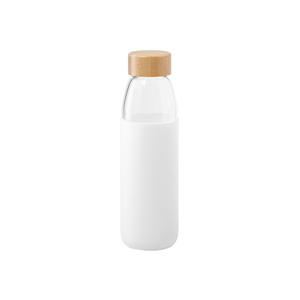 Bottiglia in vetro con cover in silicone e tappo in legno 540 ml TELTOX MKT6866 - Bianco