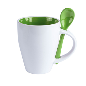 Tazza personalizzata in ceramica con interno colorato e cucchiaino 350 ml COTES MKT9459 - Verde