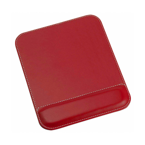 Tappetino mouse personalizzato in similpelle con poggia polso GONG MKT9850 - Rosso