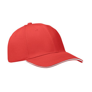 Cappellino personalizzabile a 6 pannelli BUFFALO MO1464 - Bianco - Rosso