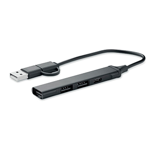 Hub USB a 4 porte 19 cm CURRENT MO2294 - Nero