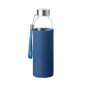 Borraccia in vetro con cover inclusa 500 ml UTAH DENIM MO6192 - Blu