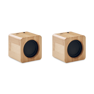 Coppia di speaker wireless personalizzati in bamboo AUDIO SET MO6389 - Legno