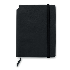 Quaderno con elastico e copertina morbidacon tasca interna in formato A5 SOFTNOTE MO9108 - Nero
