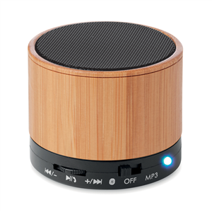 Speaker wireless personalizzato in bamboo ROUND BAMBOO MO9608 - Nero
