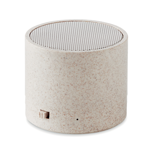 Speaker wireless personalizzato in paglia di grano ROUND BASS+ MO9995 - Beige