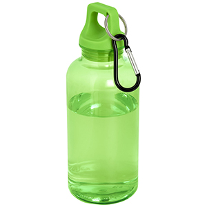 Borraccia personalizzata in plastica riciclata certificata RCS da 400 ml con moschettone Oregon PF100778 - Verde 