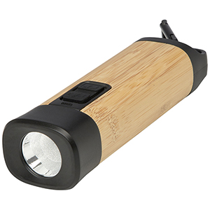 Torcia con moschettone personalizzata in bambù/plastica riciclata RCS Kuma PF104570 - Naturale 