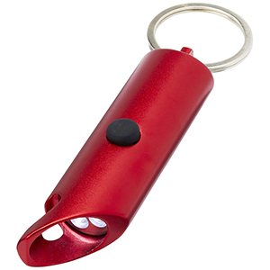 Portachiavi personalizzato con torcia a LED e apribottiglie in alluminio riciclato IPX Flare PF104574 - Rosso 