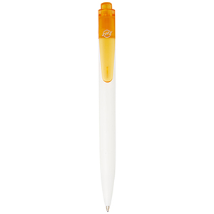 Penna a sfera personalizzata in plastica destinata all'oceano Thalaasa PF107861 - Arancione trasparente - Bianco