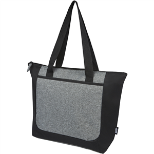 Borsa spesa personalizzata cm 45x33x10 in poliestere riciclato RECLAIM PF120657 - Nero - Grigio melange