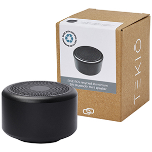 Mini speaker Bluetooth personalizzato in alluminio riciclato RCS da 3 W Rise PF124353 - Nero 