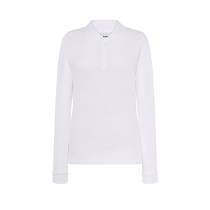 Polo da donna bianca maniche lunghe in cotone 200gr JHK REGULAR LADY LONG SLEEVES POPL200LS-B - Bianco