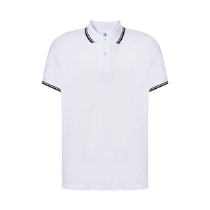 Polo da uomo bianca con dettagli in contrasto in cotone 210gr JHK REGULAR CONTRAST PORA210CTR-B - Bianco - Blu Navy