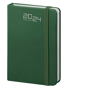 Agenda personalizzabile bi-giornaliera tascabile con copertina in PU cm 9x14 S/D abbinati PPB281 - Verde