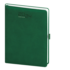 Agenda personalizzata giornaliera con portapenna e cover in termovirante cm 12x18 S/D abbinati PPB290 - Verde