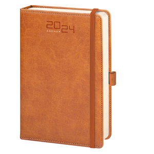Agenda personalizzata giornaliera tascabile con copertina in termovirante e chiusura a elastico cm 9x15 PPB292 - Arancio