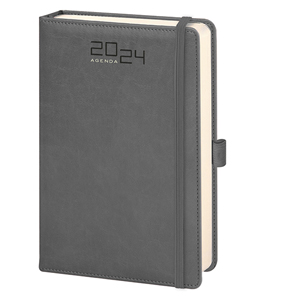 Agenda personalizzata giornaliera tascabile con copertina in termovirante e chiusura a elastico cm 9x15 PPB292 - Grigio