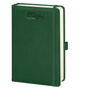 Agenda personalizzata giornaliera tascabile con copertina in termovirante e chiusura a elastico cm 9x15 PPB292 - Verde