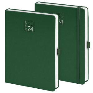 Agenda personalizzabile giornaliera, copertina con elastico cm 17x24 S/D abbinati PPB524 - Verde