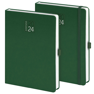 Agenda personalizzabile giornaliera, copertina con elastico cm 12x17 S/D abbinati PPB527 - Verde
