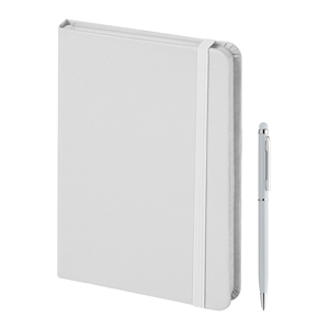 Quaderno con elastico e penna PARURE PAPER NOTES PPB578 - Bianco