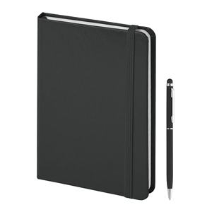 Quaderno con elastico e penna PARURE PAPER NOTES PPB578 - Nero