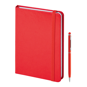 Quaderno con elastico e penna PARURE PAPER NOTES PPB578 - Rosso