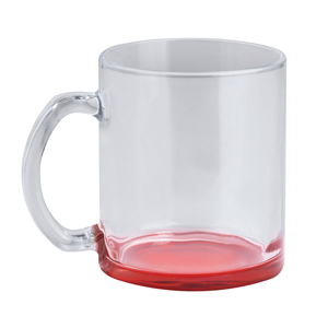 Tazza personalizzata vetro con fondo colorato 320 ml GLASS COLOR MUG PPC365 - Rosso