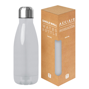 Borraccia in acciaio personalizzata da 500 ml GLOSSY BOTTLE 500 PPC411 - Bianco